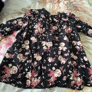 Bonpoint Black and Pink Floral Blouse